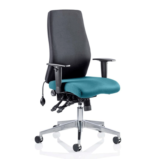 Onyx Black Back Office Chair With Maringa Teal Seat