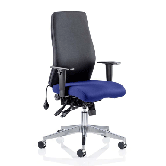 Photo of Onyx black back office chair with stevia blue seat