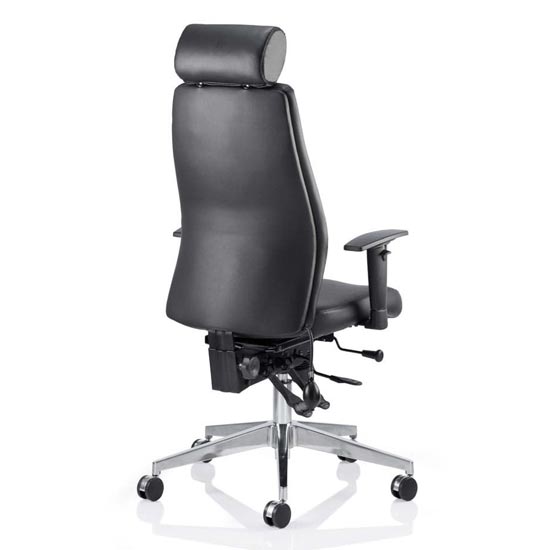 Onyx Ergo Leather Office Chair In Black With Headrest And Arms