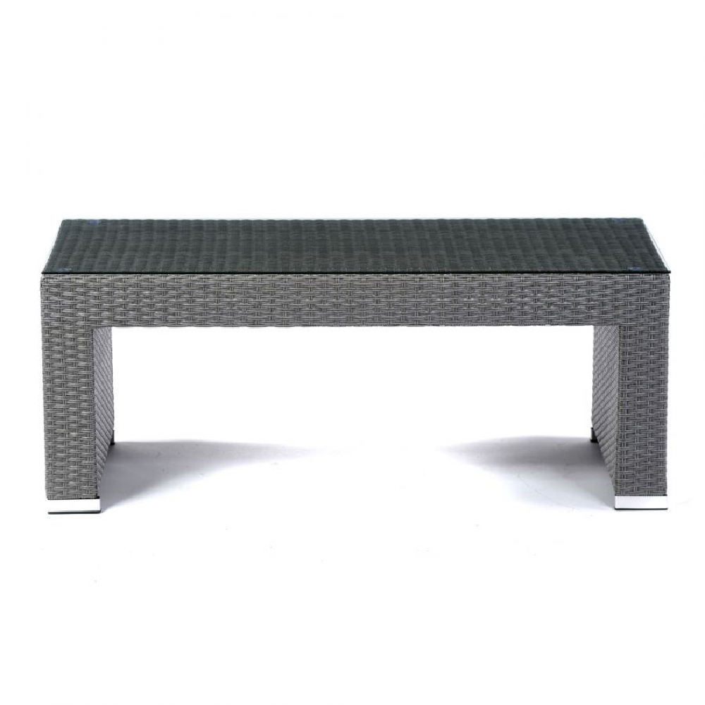 Onyx Glass Top Coffee Table With Rattan Base