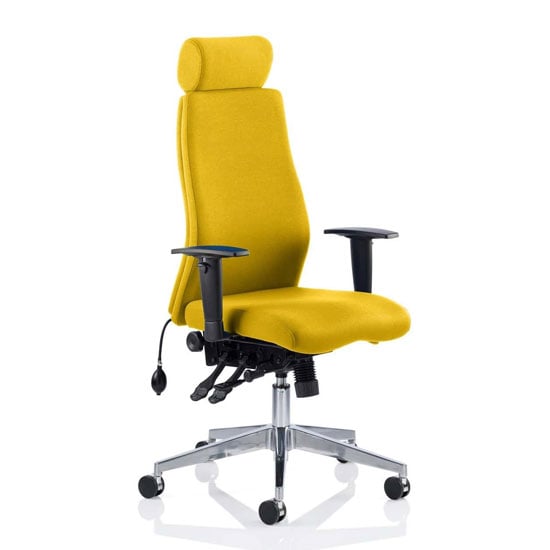 Photo of Onyx headrest office chair in senna yellow with arms