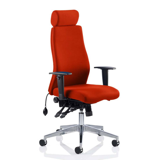 Product photograph of Onyx Headrest Office Chair In Tabasco Red With Arms from Furniture in Fashion