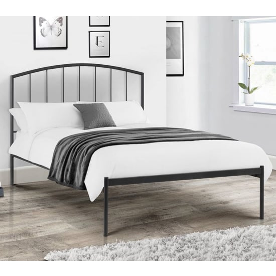 Onyx Metal Double Bed In Satin Grey