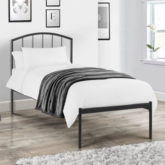 Odelia Metal Single Bed In Satin Grey