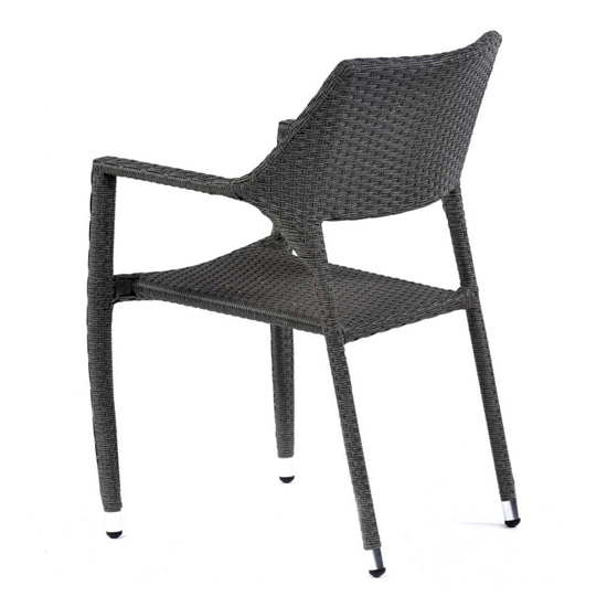 Onyx Grey Outdoor Rattan Armchair In Pair