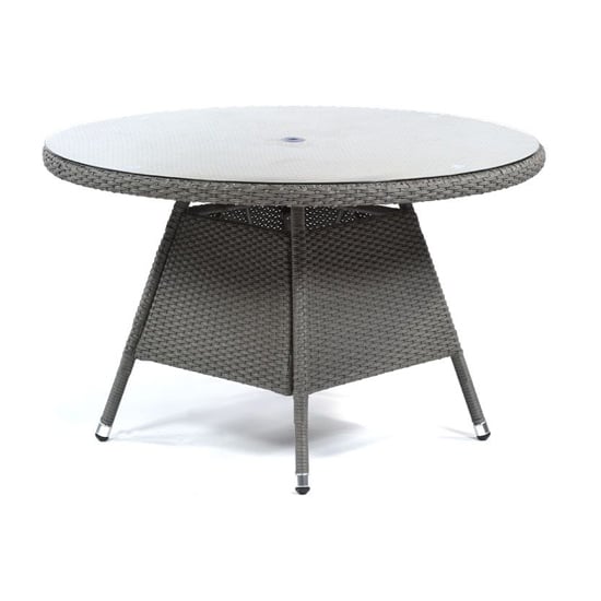 Onyx Rattan Dining Table Small Round In Grey With Glass Top