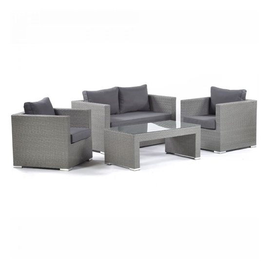 Onyx Rattan Sofa Set With Coffee Table In Dark Grey