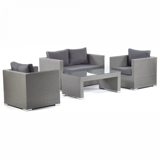 Product photograph of Onyx Outdoor Rattan Lounge Set And Glass Top Coffee Table from Furniture in Fashion