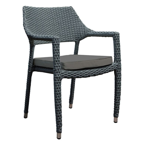 Onyx Rattan Round Dining Table With 4 Chairs In Grey Weave