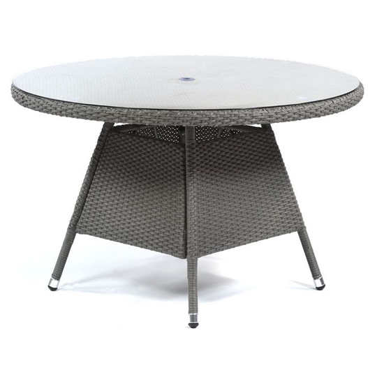 Onyx Rattan Round Dining Table With 4 Chairs In Grey Weave