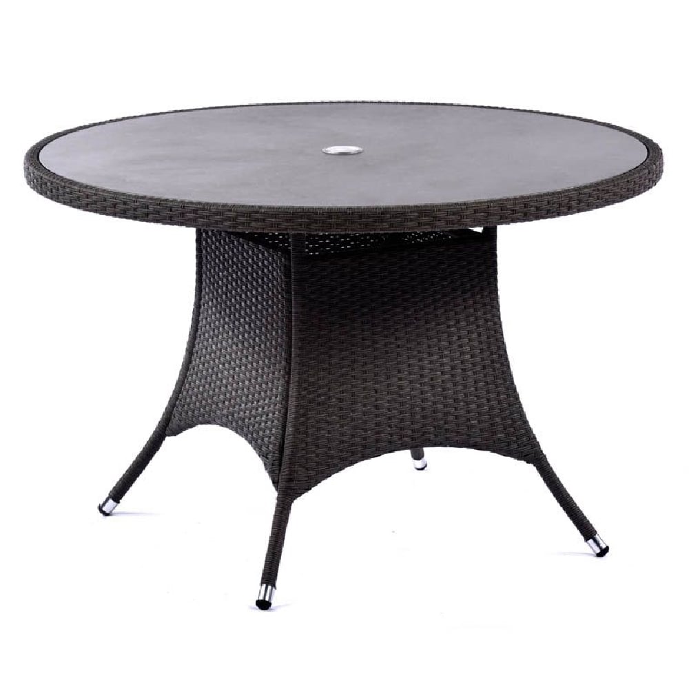 Product photograph of Onyx Rattan Round Dining Table In Ceramic Glass Top from Furniture in Fashion