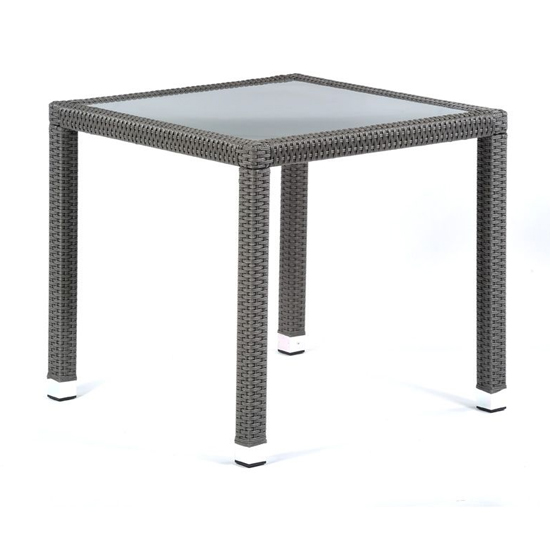 Onyx Rattan Square Dining Table With 4 Chairs In Grey Weave