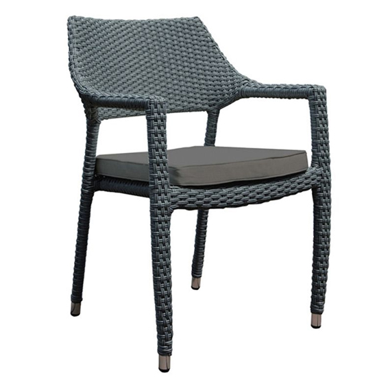 Onyx Rattan Square Dining Table With 4 Chairs In Grey Weave