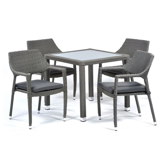Read more about Onyx rattan square dining table with 4 chairs in grey weave
