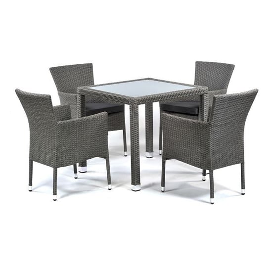Read more about Onyx rattan square dining table with 4 armchairs in grey weave