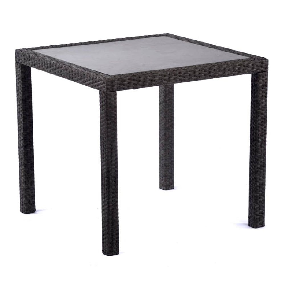 Product photograph of Onyx Rattan Square Dining Table In Ceramic Glass Top from Furniture in Fashion