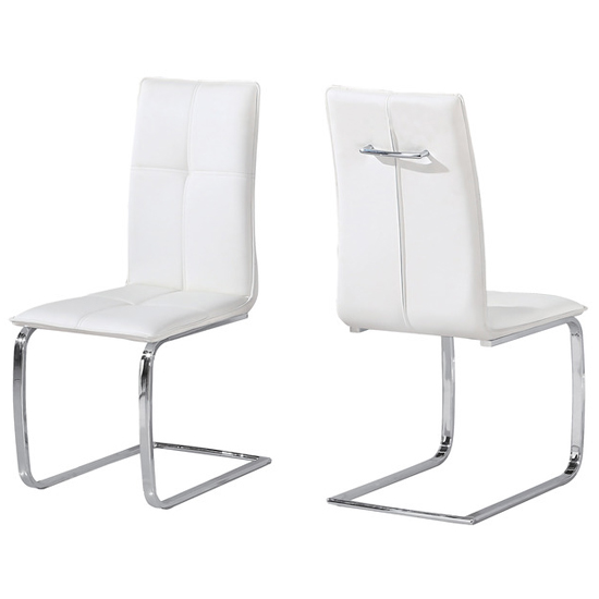 Opal Faux Leather Dining Chair In White With Chrome Legs Furniture in