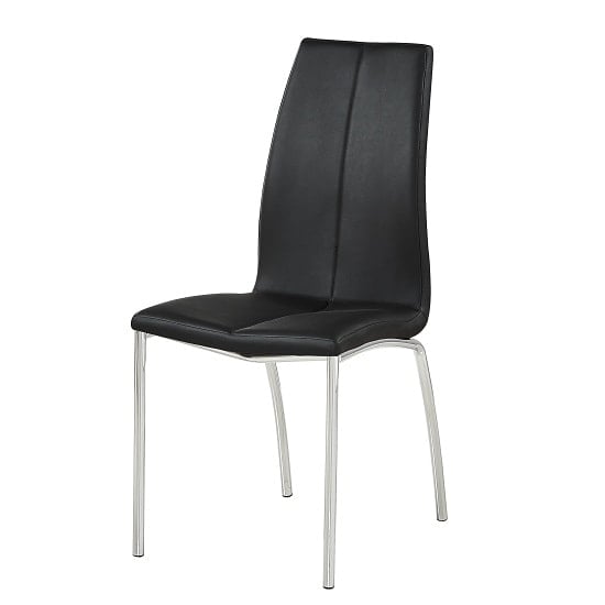 Product photograph of Opal Faux Leather Dining Chair In Black With Chrome Legs from Furniture in Fashion