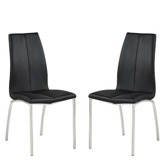 Read more about Opal black faux leather dining chair with chrome legs in pair