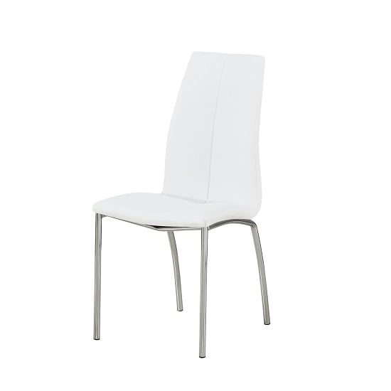 Product photograph of Opal Faux Leather Dining Chair In White With Chrome Legs from Furniture in Fashion