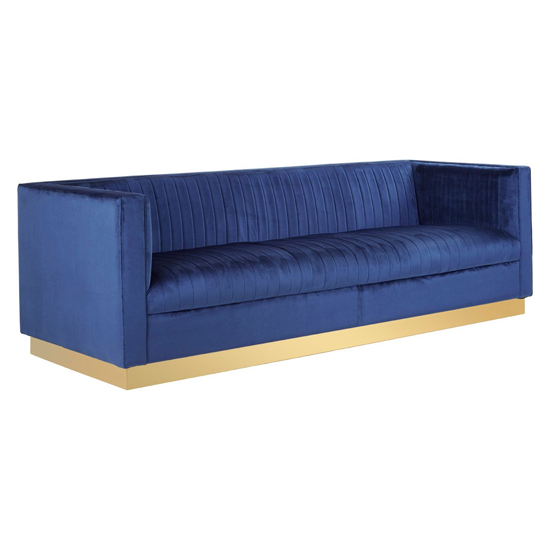 Opals Upholstered 3 Seater Velvet Sofa In Deep Blue