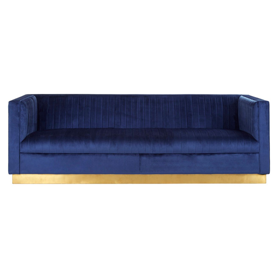 Opals Upholstered 3 Seater Velvet Sofa In Deep Blue