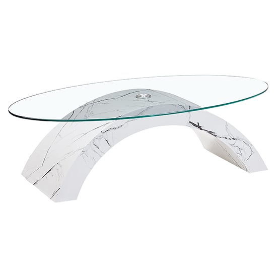 Opel Oval Clear Glass Coffee Table With Vida High Gloss Base_2