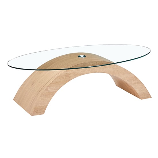 Opel Oval Clear Glass Coffee Table With Sanremo Oak Base_2