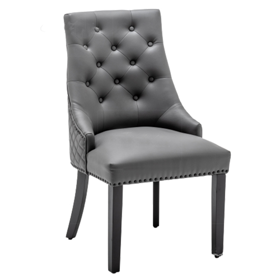 Read more about Opelika lion knocker faux leather dining chair in grey