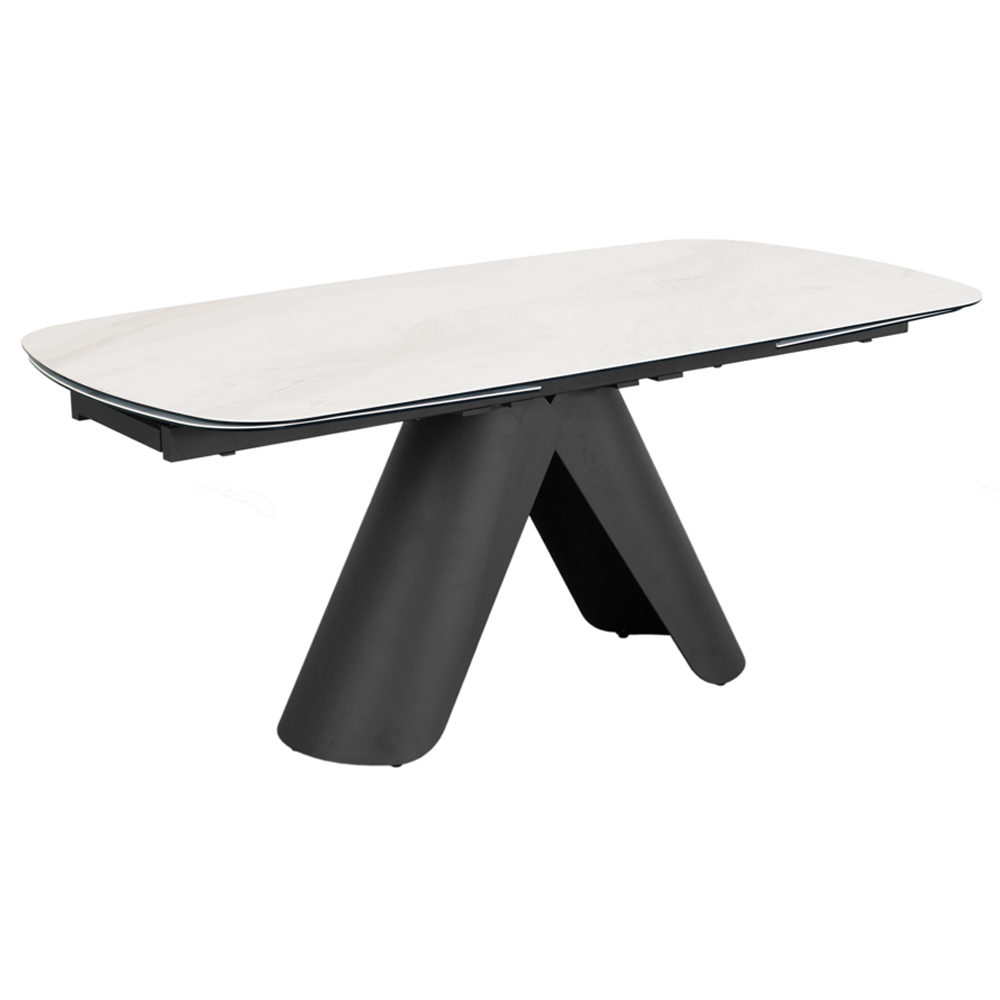 Opelousas Ceramic Marble Extending Dining Table In Matt White