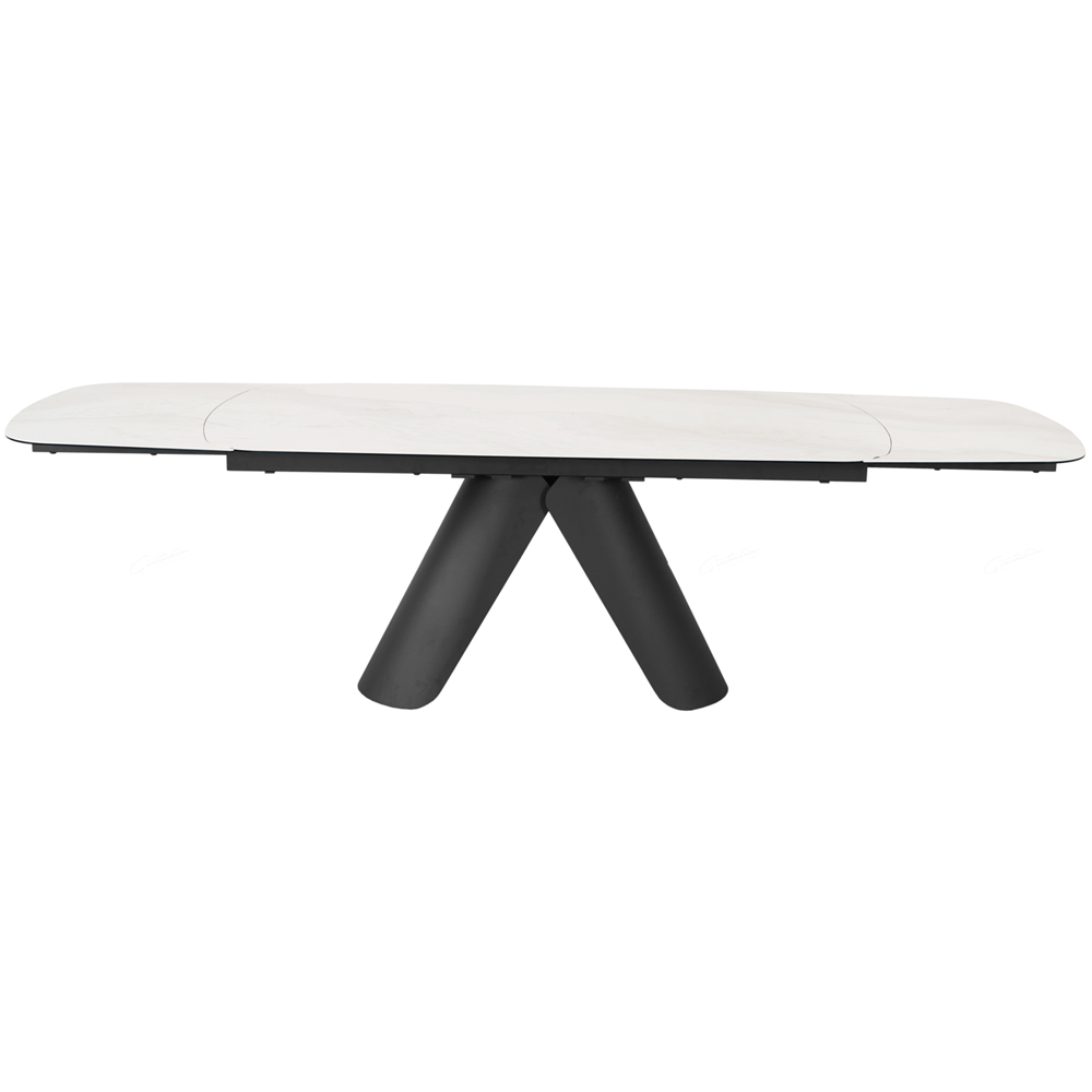 Opelousas Ceramic Marble Extending Dining Table In Matt White