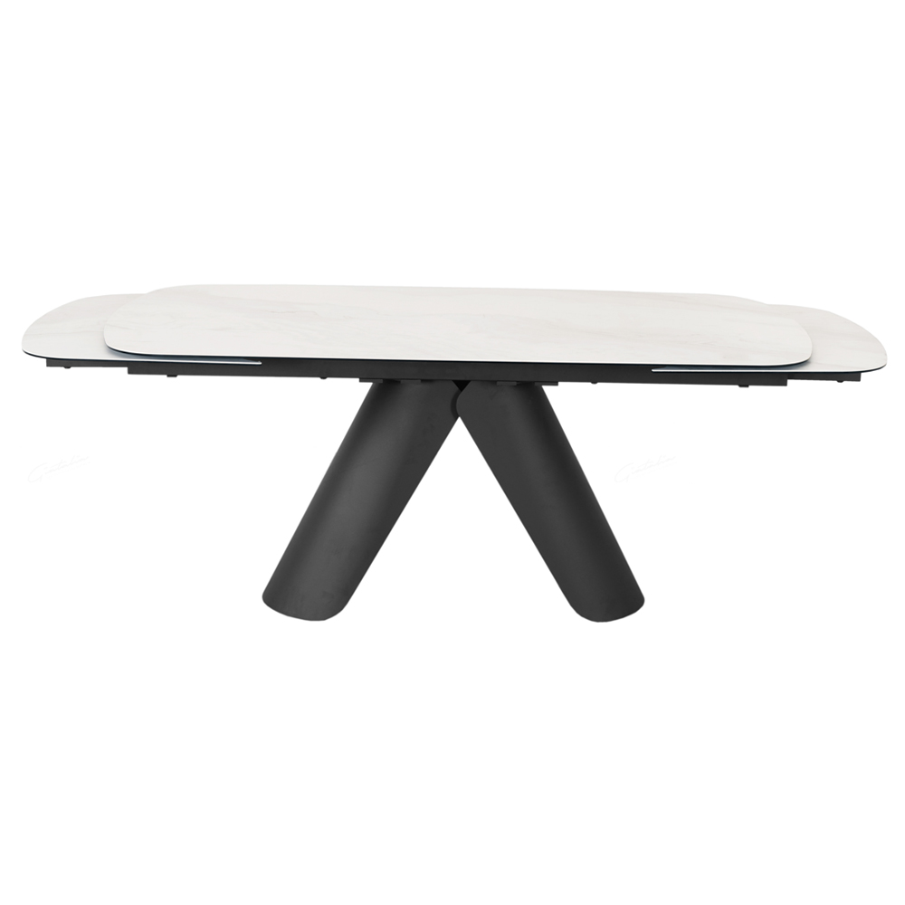 Opelousas Ceramic Marble Extending Dining Table In Matt White