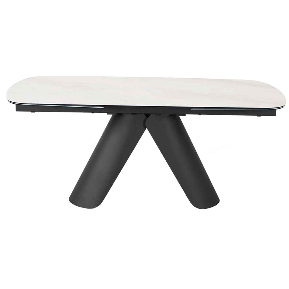 Opelousas Ceramic Marble Extending Dining Table In Matt White