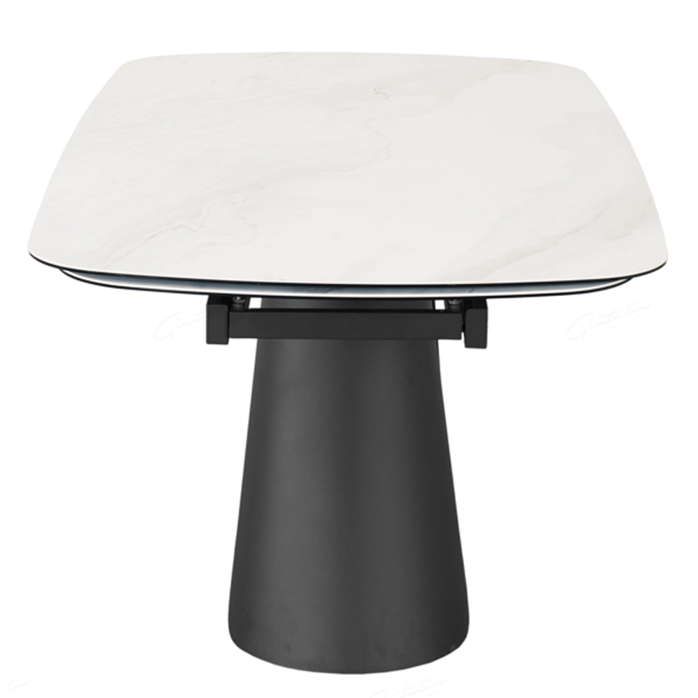 Opelousas Ceramic Marble Extending Dining Table In Matt White