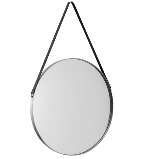 Odile Round Pewter Mirror With Black Strap_2
