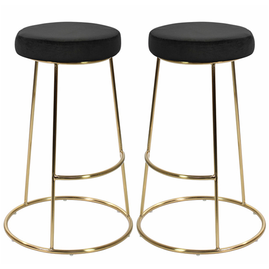 Photo of Operon black velvet bar stools with gold frame in pair