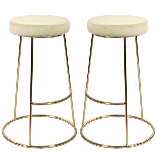 Operon Champagne Velvet Bar Stools With Gold Frame In Pair