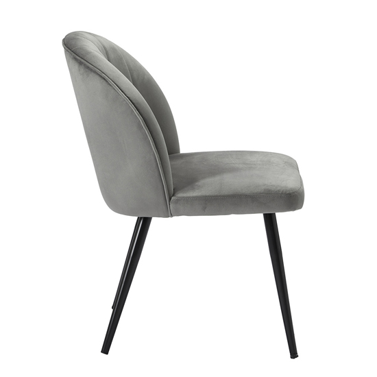 Opie Grey Velvet Dining Chairs With Black Legs In Pair_3