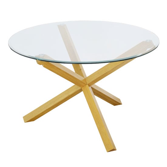 Onich Glass Top Dining Table In Solid Oak