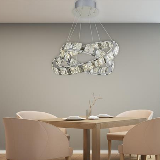 Optica LED 2 Lights Ceiling Pendant Light In Mirrored Chrome