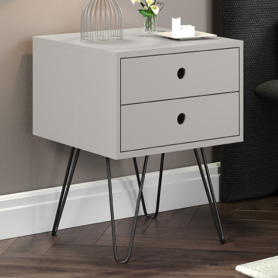 Product photograph of Outwell Telford Bedside Cabinet In Grey With Metal Legs from Furniture in Fashion