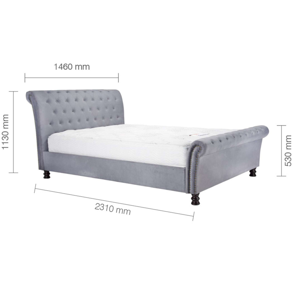 Opulent Fabric Double Bed In Grey