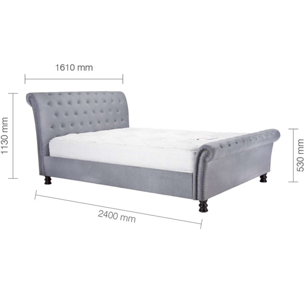 Opulent Fabric King Size Bed In Grey