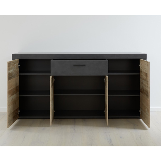 Opus Sideboard In Pale Wood And Matera With 4 Doors And 3 Drawer