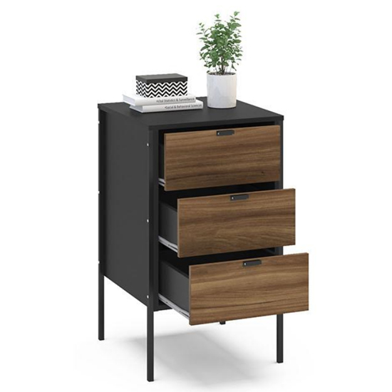 Opus Wooden Storage Unit With 3 Drawers In Walnut And Black_3