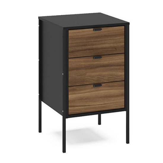 Opus Wooden Storage Unit With 3 Drawers In Walnut And Black_4