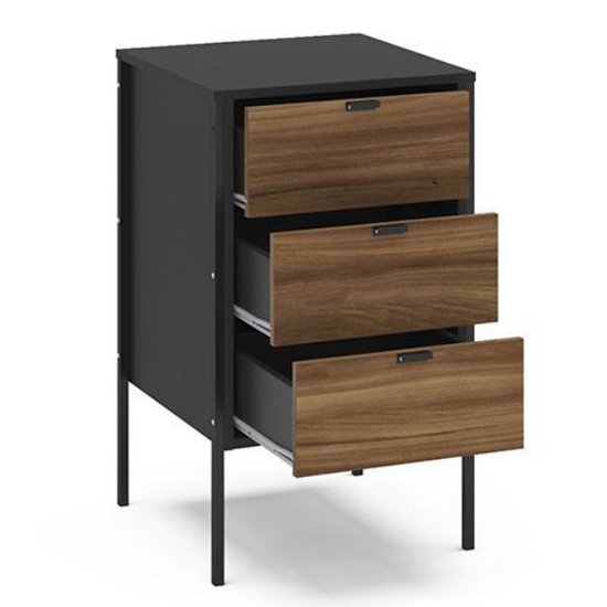 Opus Wooden Storage Unit With 3 Drawers In Walnut And Black_5