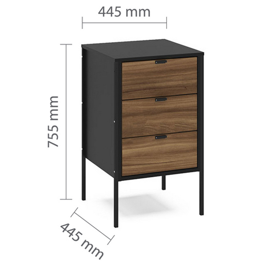 Opus Wooden Storage Unit With 3 Drawers In Walnut And Black_6