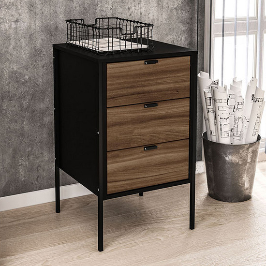 Read more about Opus wooden storage unit with 3 drawers in walnut and black