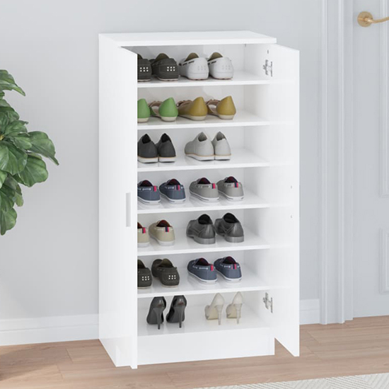 Oraibi High Gloss Shoe Storage Cabinet With 2 Doors In White